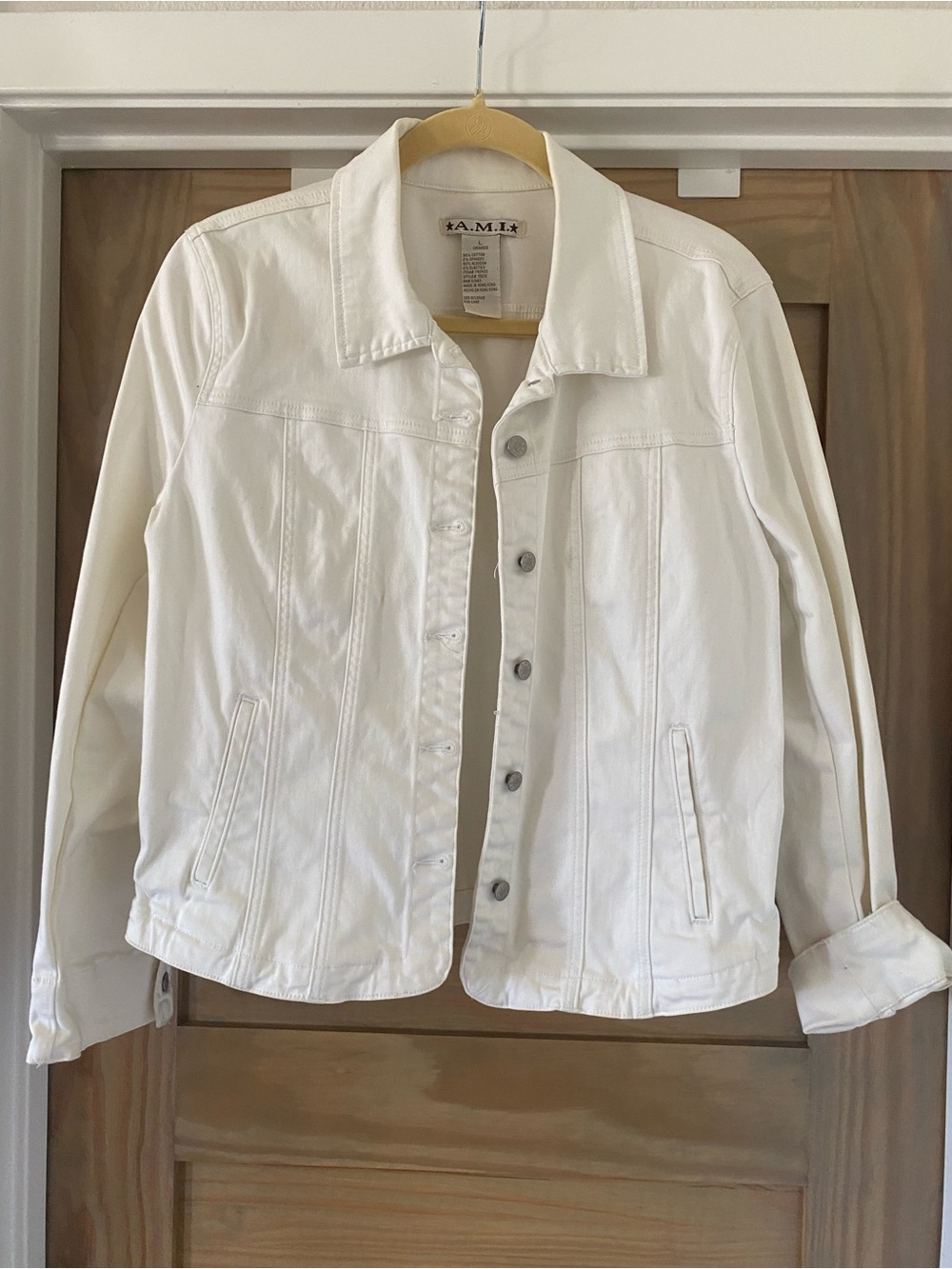 Ami White Denim Jacket - Women's Button-Front Jean Jacket